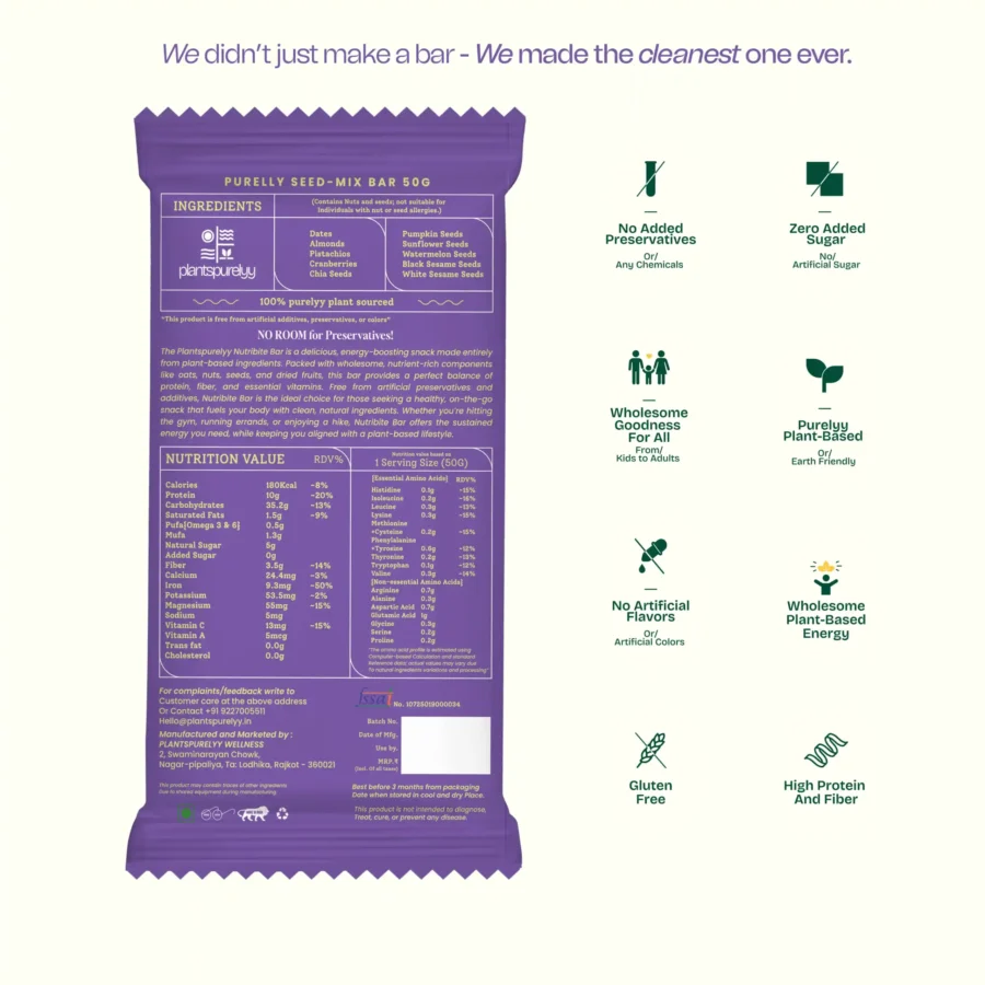 Purelyy Seed-Mix Bar - Pack of 6 | Best Nutrition bars - Image 6