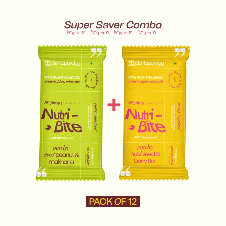 Purelyy Choco, Peanuts & Makhana bar and Nuts, Seeds & berry Bar Combo - Pack of 6 Each