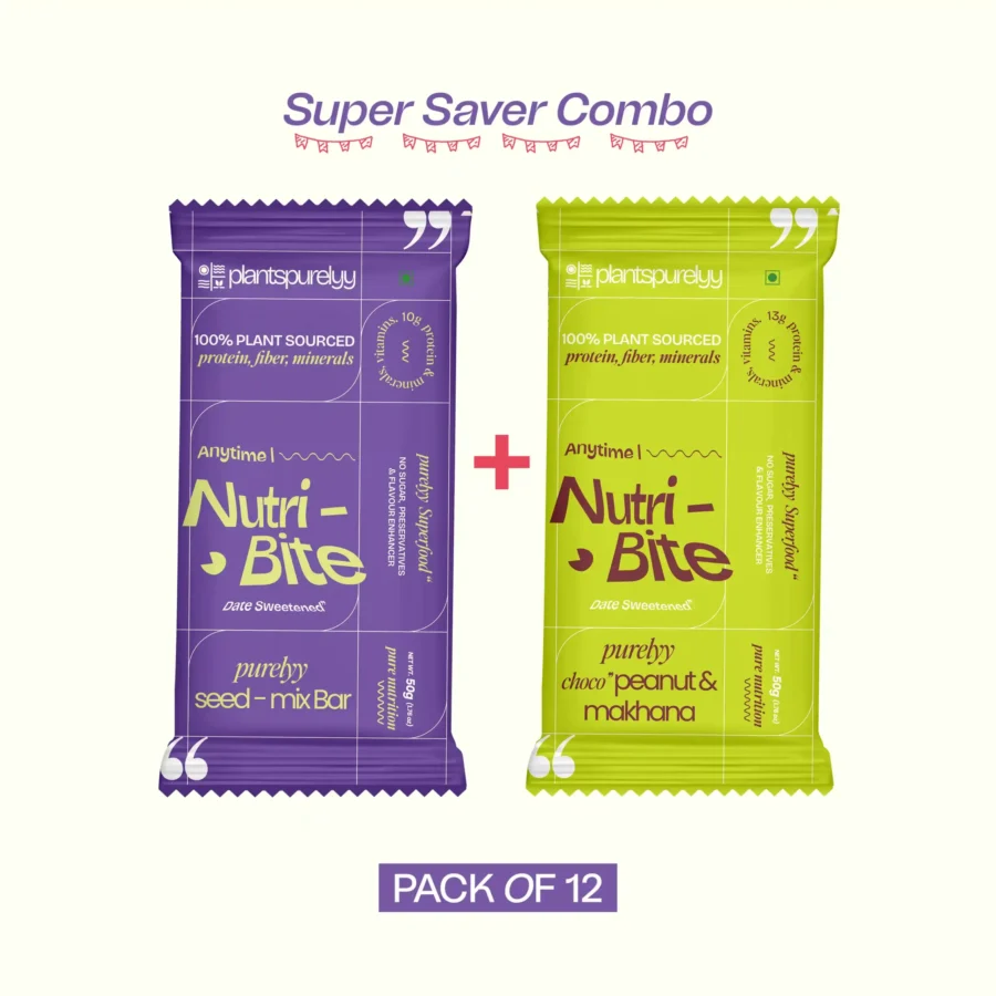Purelyy Seed-Mix Bar & Choco, Peanuts And Makhana Bar Combo | Pack of 6 Each
