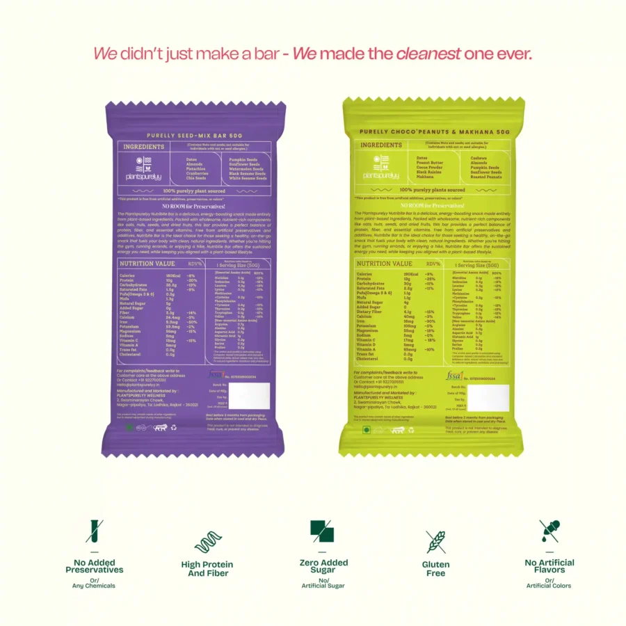 Purelyy Seed-Mix Bar & Choco, Peanuts And Makhana Bar Combo | Pack of 6 Each - Image 3
